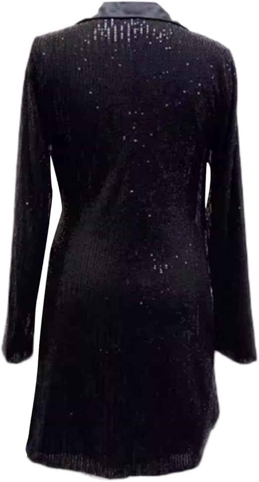 Patience – Sequin Blazer-Collar Wrap Midi Dress for Women