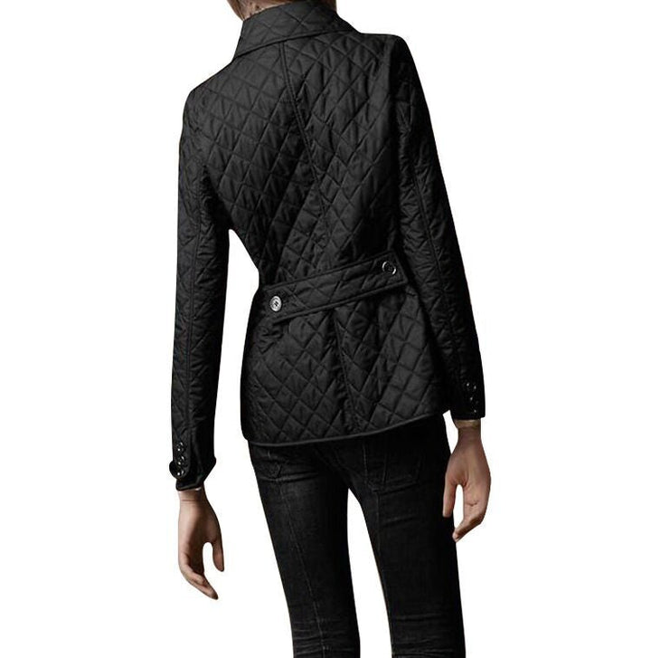 Marley – Diamond Quilted Jacket with Corduroy-Look Collar