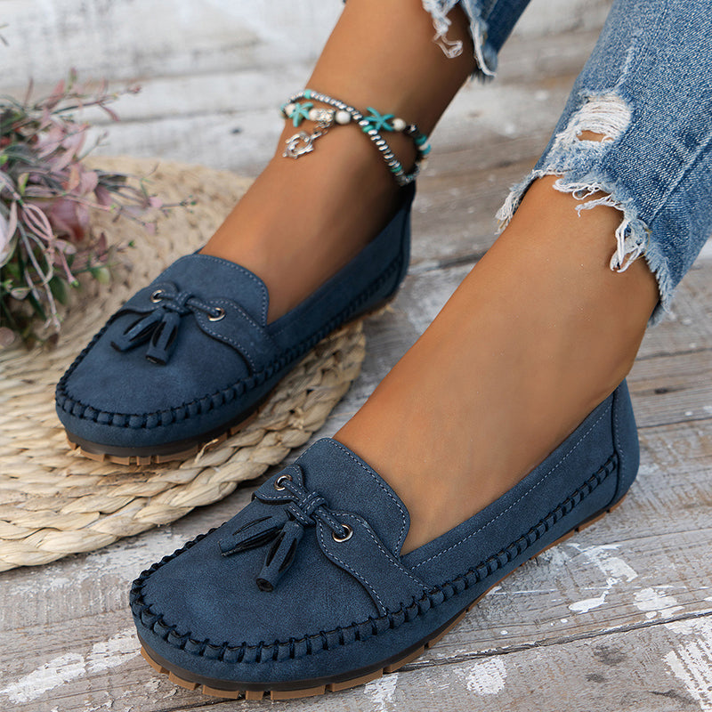 Charlotte – Chic Slip-On Loafers with Bow-Detail Finish