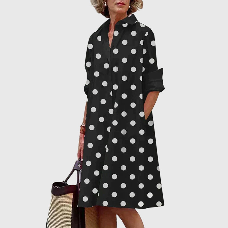 Eliza – Collared Midi Shirt Dress with Pockets