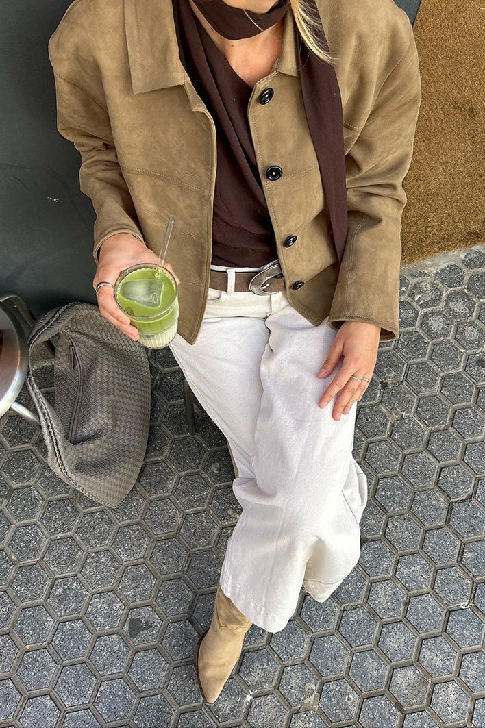 Erika – Suede-Look Cropped Work Jacket