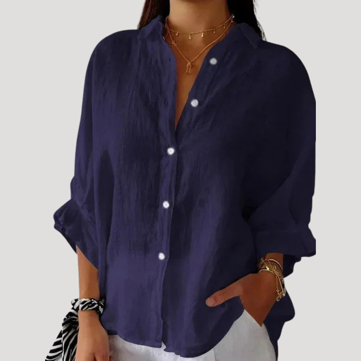 Kylie – Button Down Linen-Style Blouse