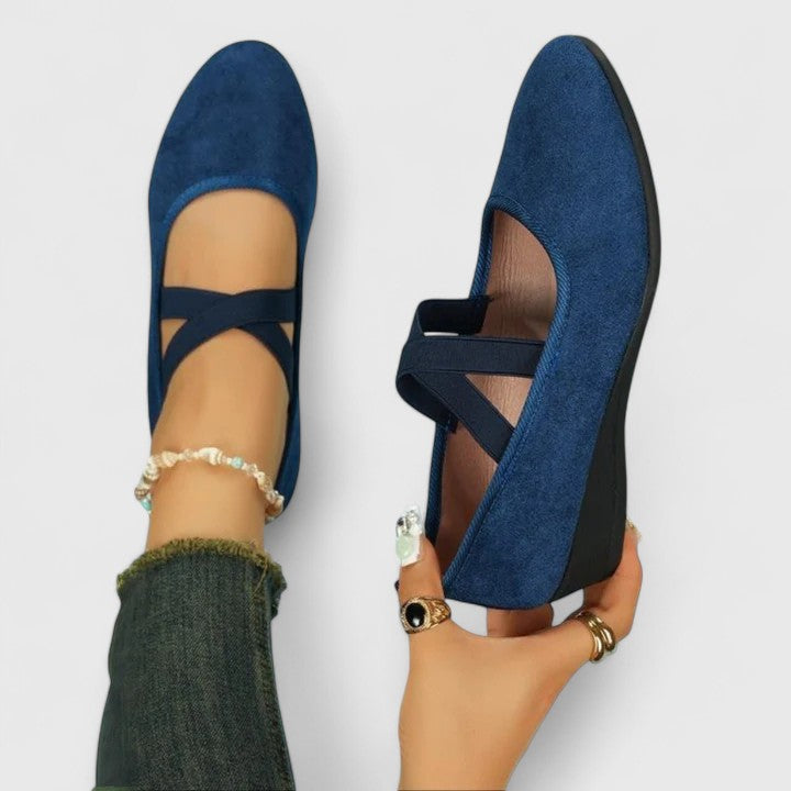 Sheila – Ballet Flats with Crossover Ankle Straps