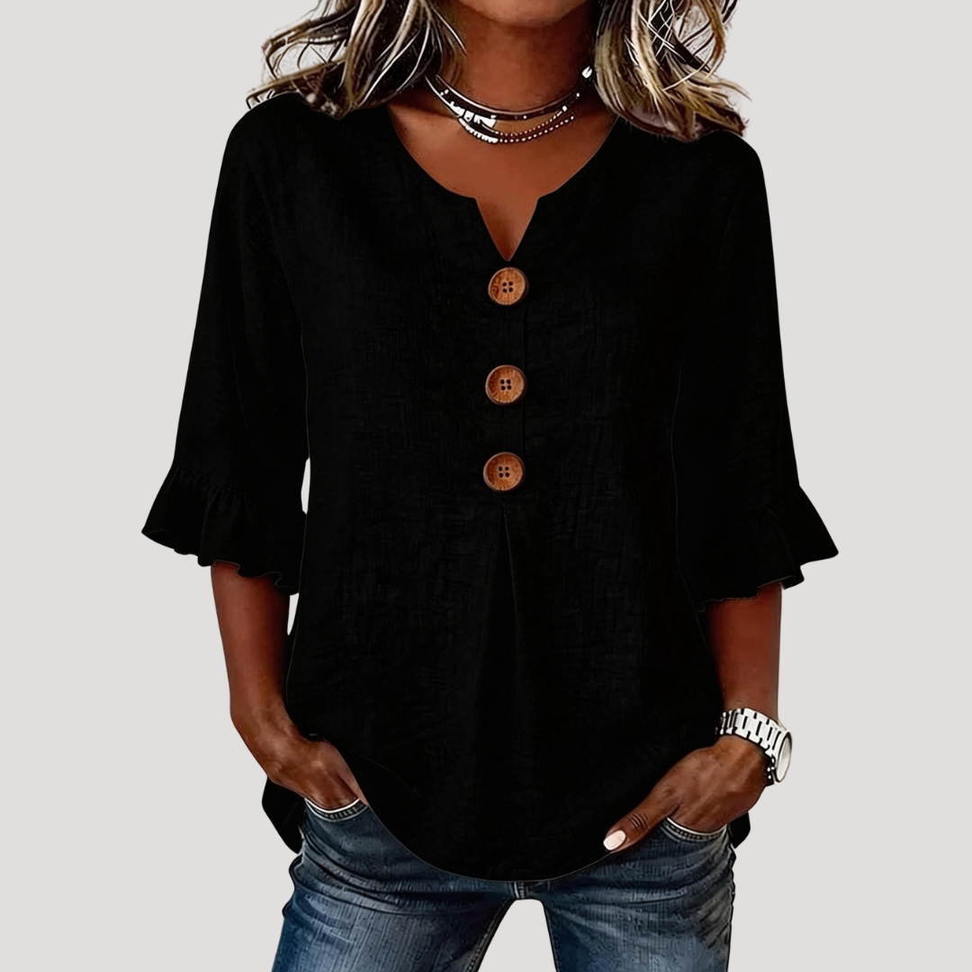 Mara – Ruffle Sleeve Button Blouse