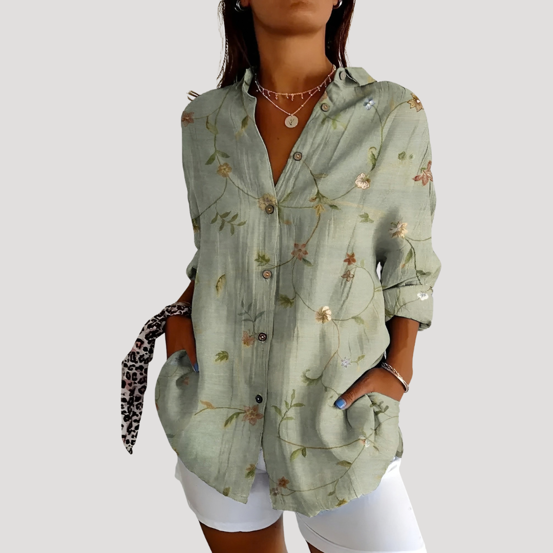 Lena – Women's Floral Button Down Blouse