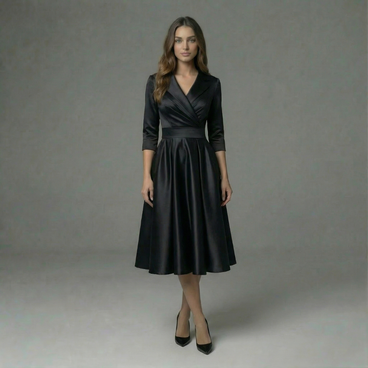 Karen – Wrap Midi Dress with Three-Quarter Sleeves
