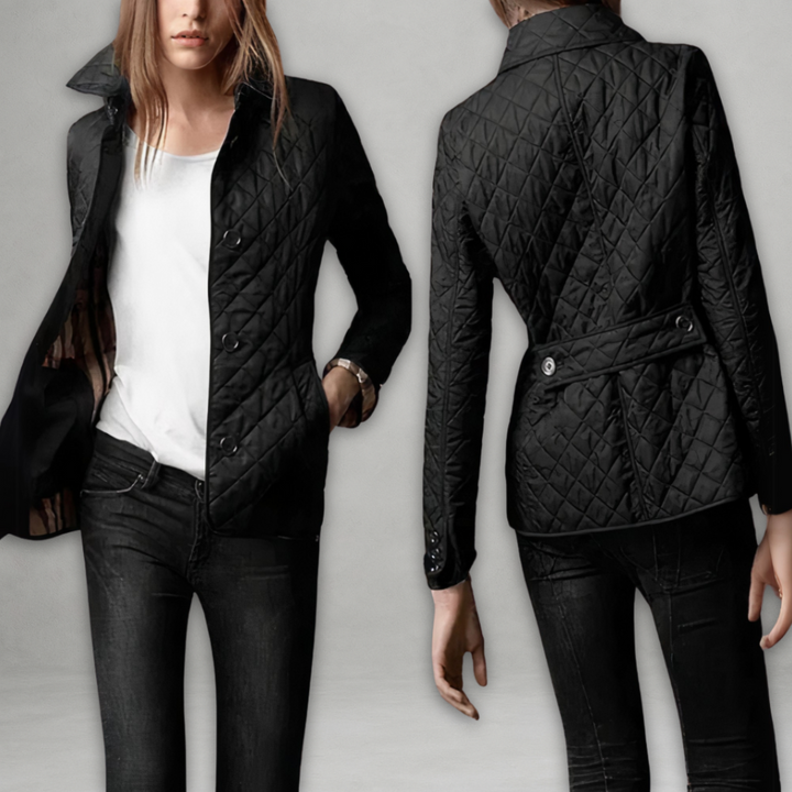 Rhea – Diamond-Quilted Collared Jacket for Women
