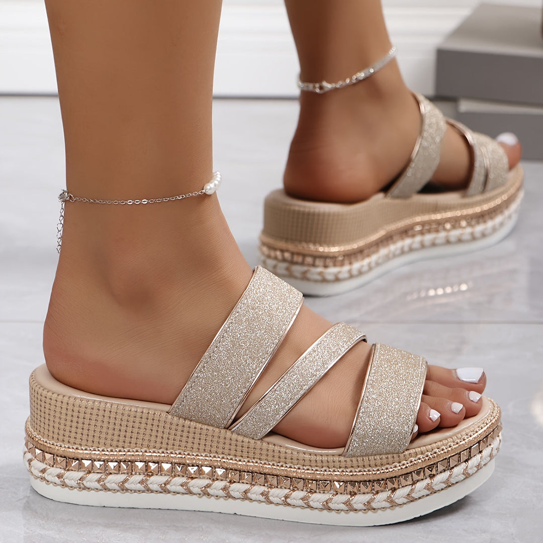 Avery – Elegant Sandals with Metallic Glitter Straps