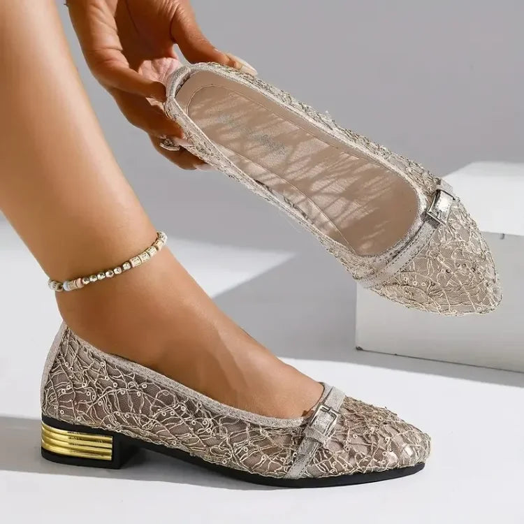 Cara – Sparkle Pointed-Toe Buckle Flats