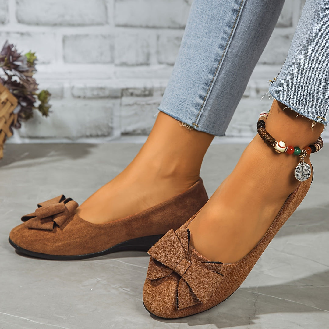Gloria – Chic Slip-On Ballet Flats with Bow Detail