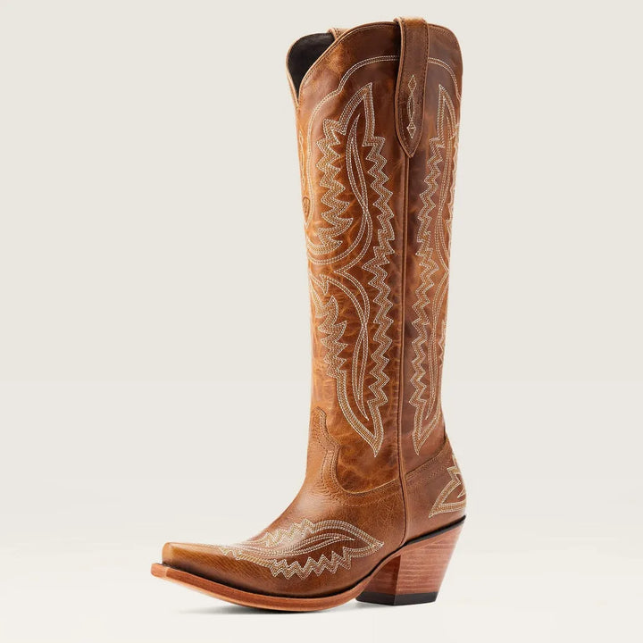 Bottes cowboy femme brodées bout pointu talon cubain tirette latérale