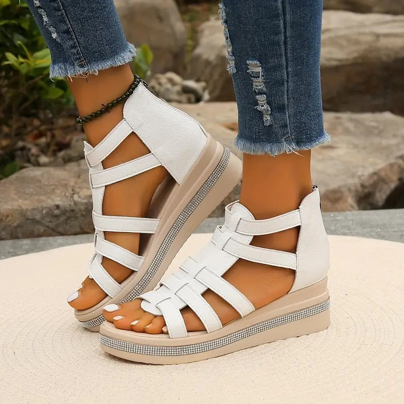 Madelyn – Chic Rhinestone Sandals with Adjustable Heel Strap