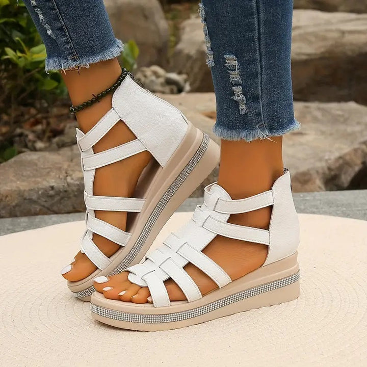 Madelyn – Chic Rhinestone Sandals with Adjustable Heel Strap