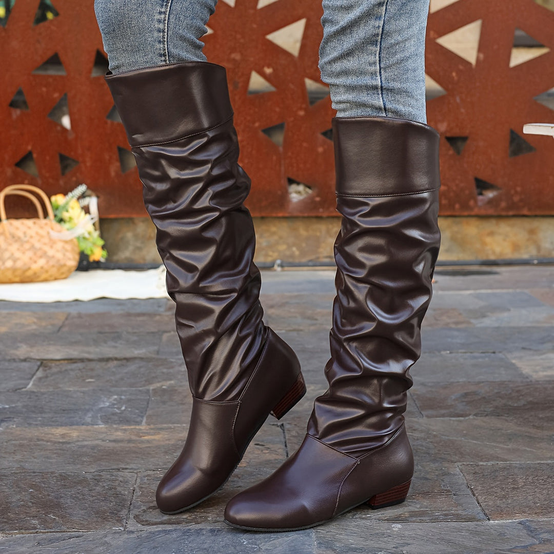Carolina – Ruched Pull-On Over-the-Knee Boots for Women
