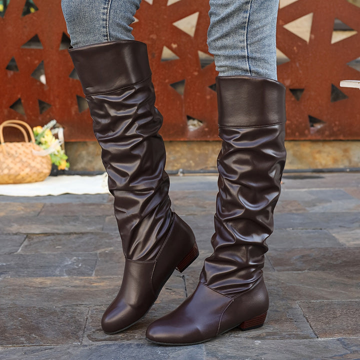 Carolina – Ruched Pull-On Over-the-Knee Boots for Women