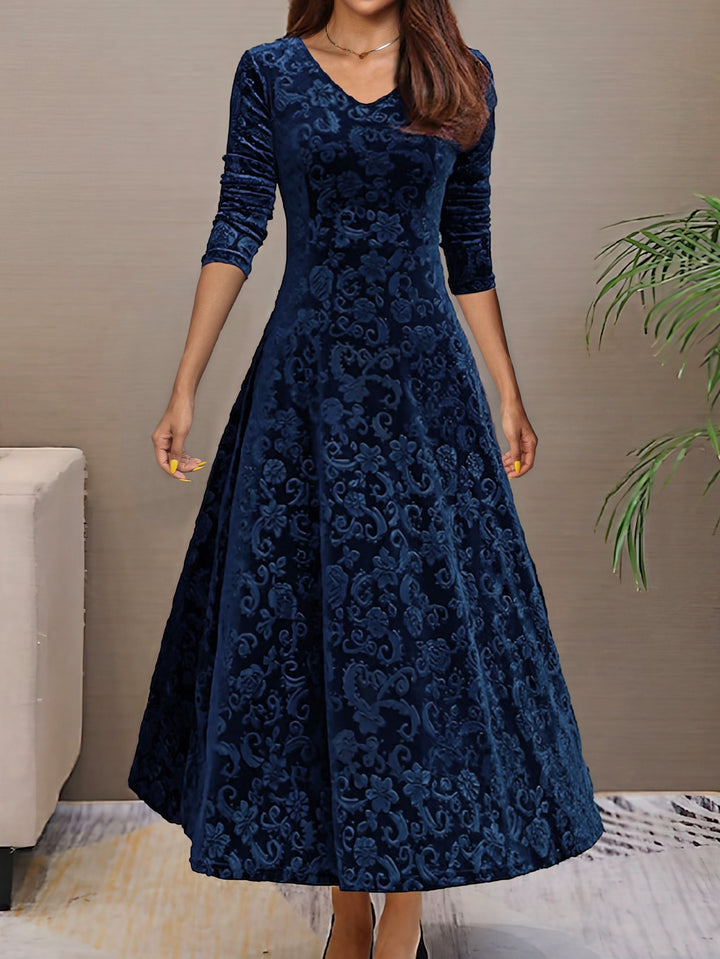 Nadya – Fit-and-Flare V-Neck Midi Dress for Women