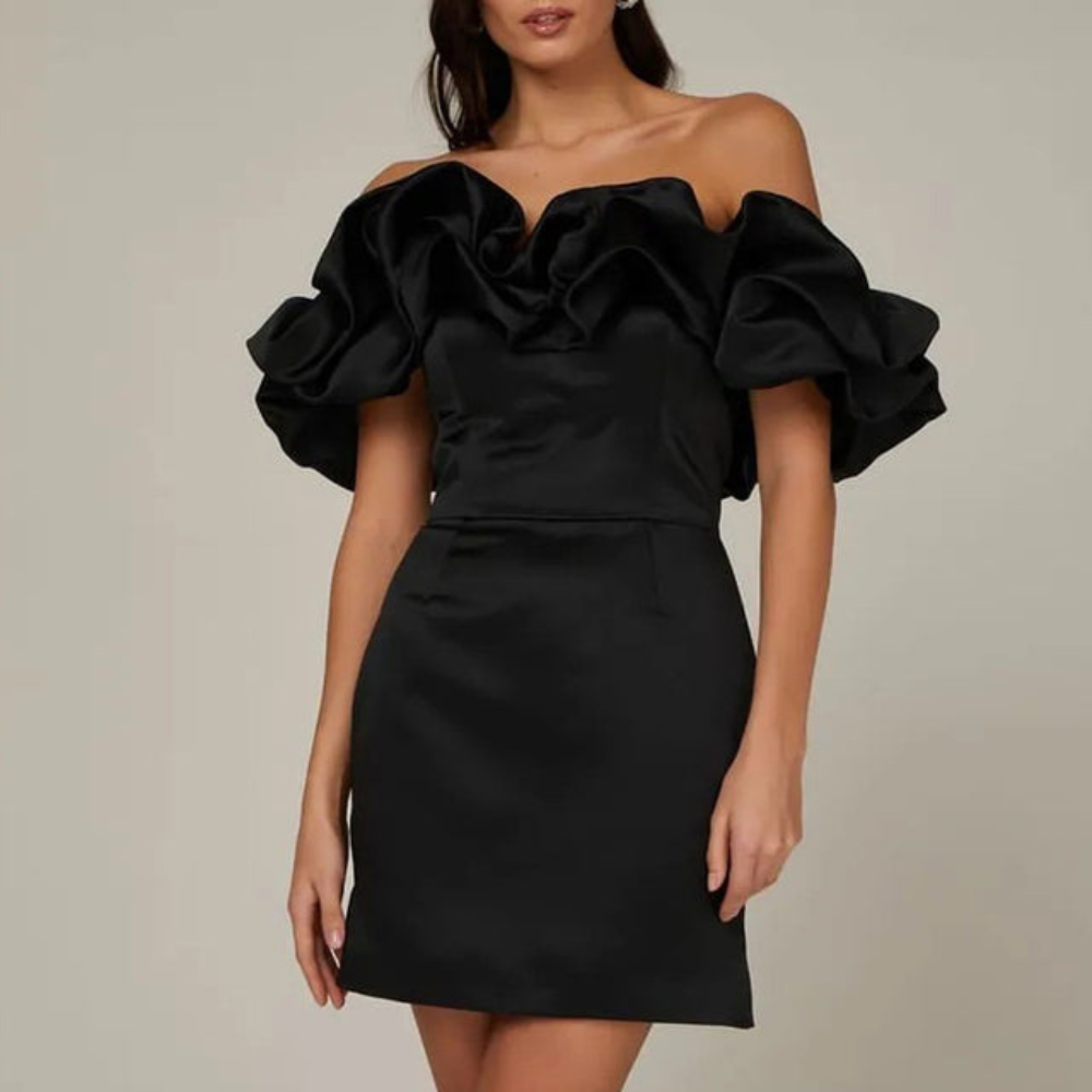 Melanie – Off Shoulder Ruffle Bodycon Mini Dress