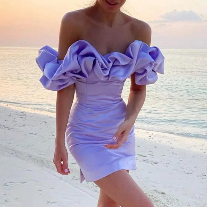 Melanie – Off Shoulder Ruffle Bodycon Mini Dress
