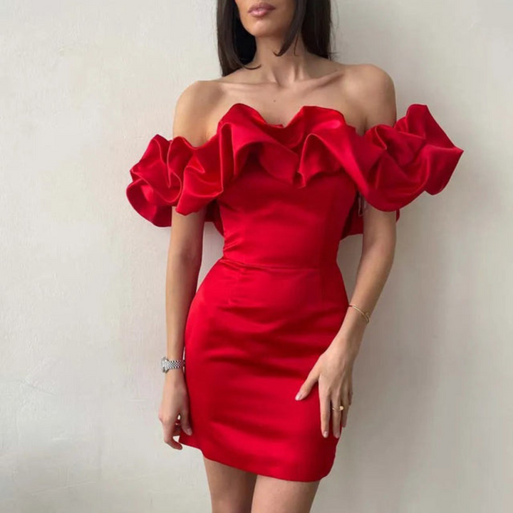 Melanie – Off Shoulder Ruffle Bodycon Mini Dress
