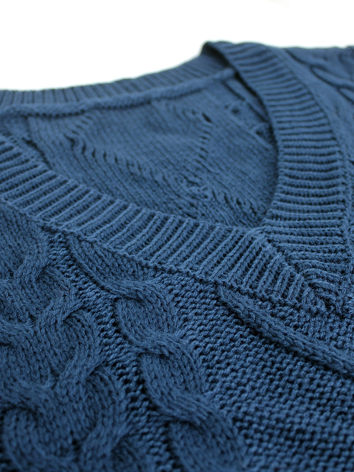 Gwendolen – Cable-Stitch V-Neck Sweater Vest for Women