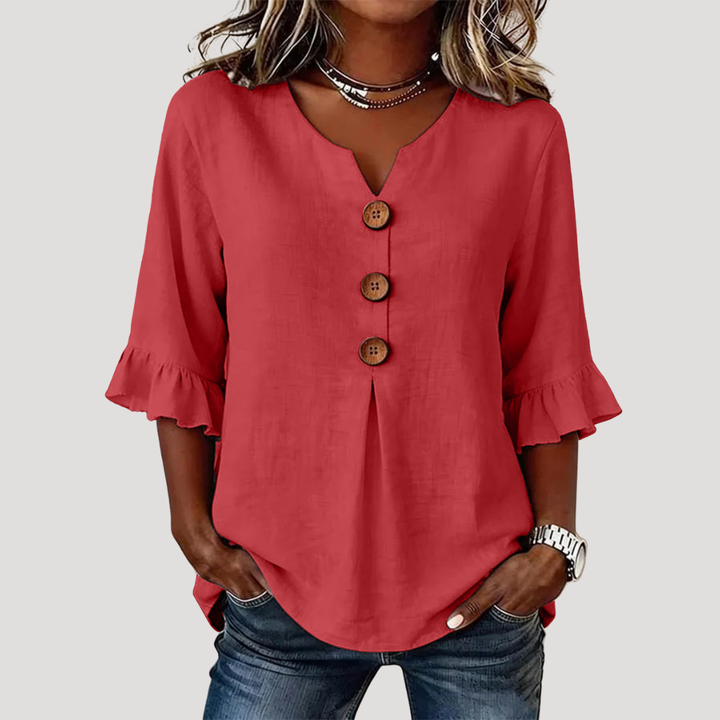 Mara – Ruffle Sleeve Button Blouse
