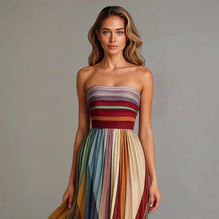 Margaret | Elegant Pleated Strapless Maxi Dress