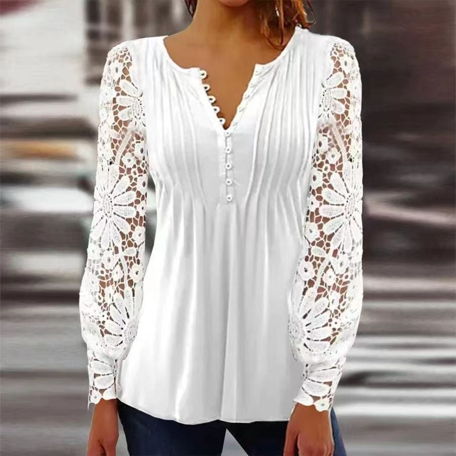 Angelica – Floral Print Pintuck Blouse with Button Placket