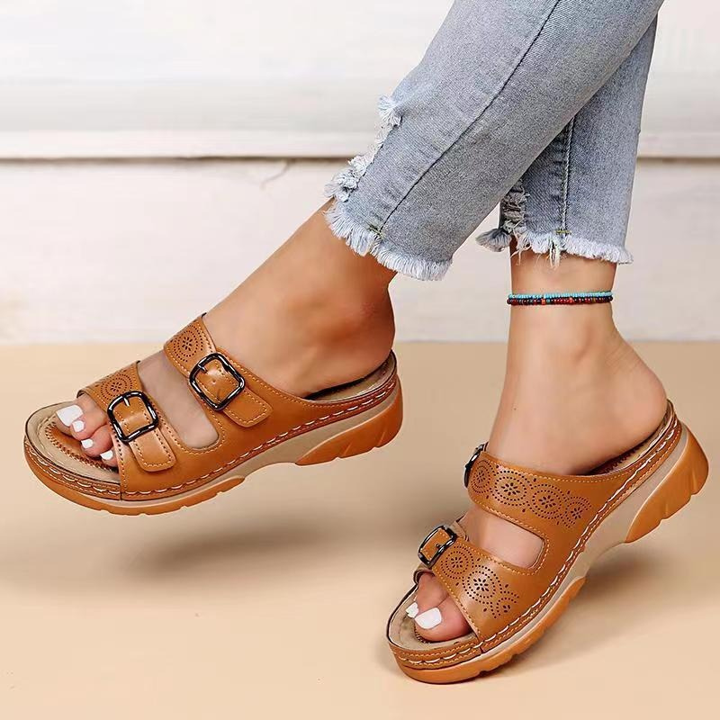 Camille – Double-Strap Platform Slide Sandals