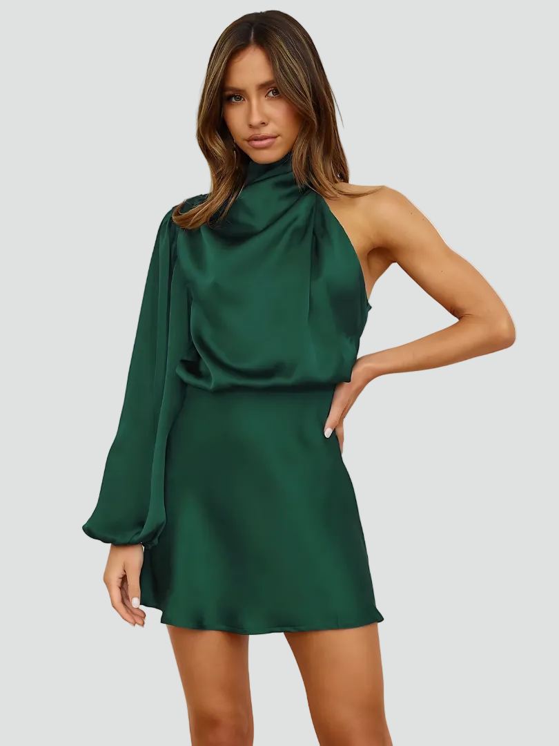 Fern – Satin-Look One Shoulder Cocktail Mini Dress
