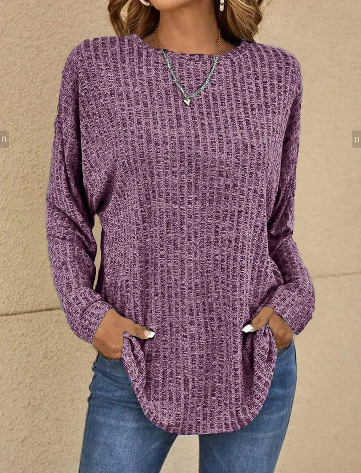 Annie – Waffle-Textured Long Sleeve Top