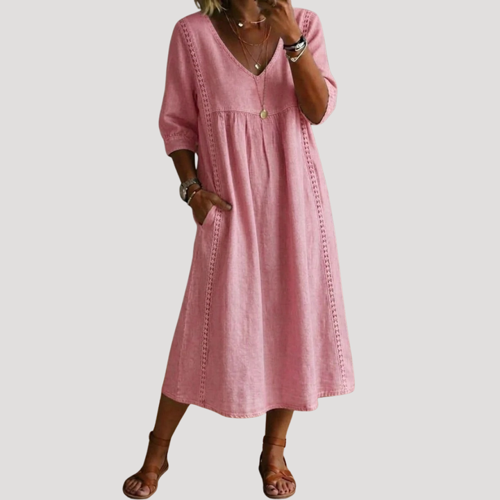 Kara – Relaxed Half-Sleeve Casual Midi Dress