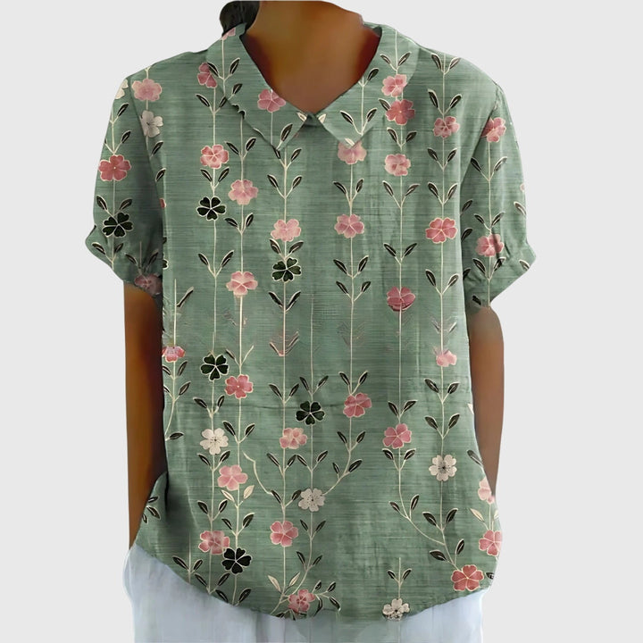 Madison – Flowy Floral Blouse with Short Sleeves