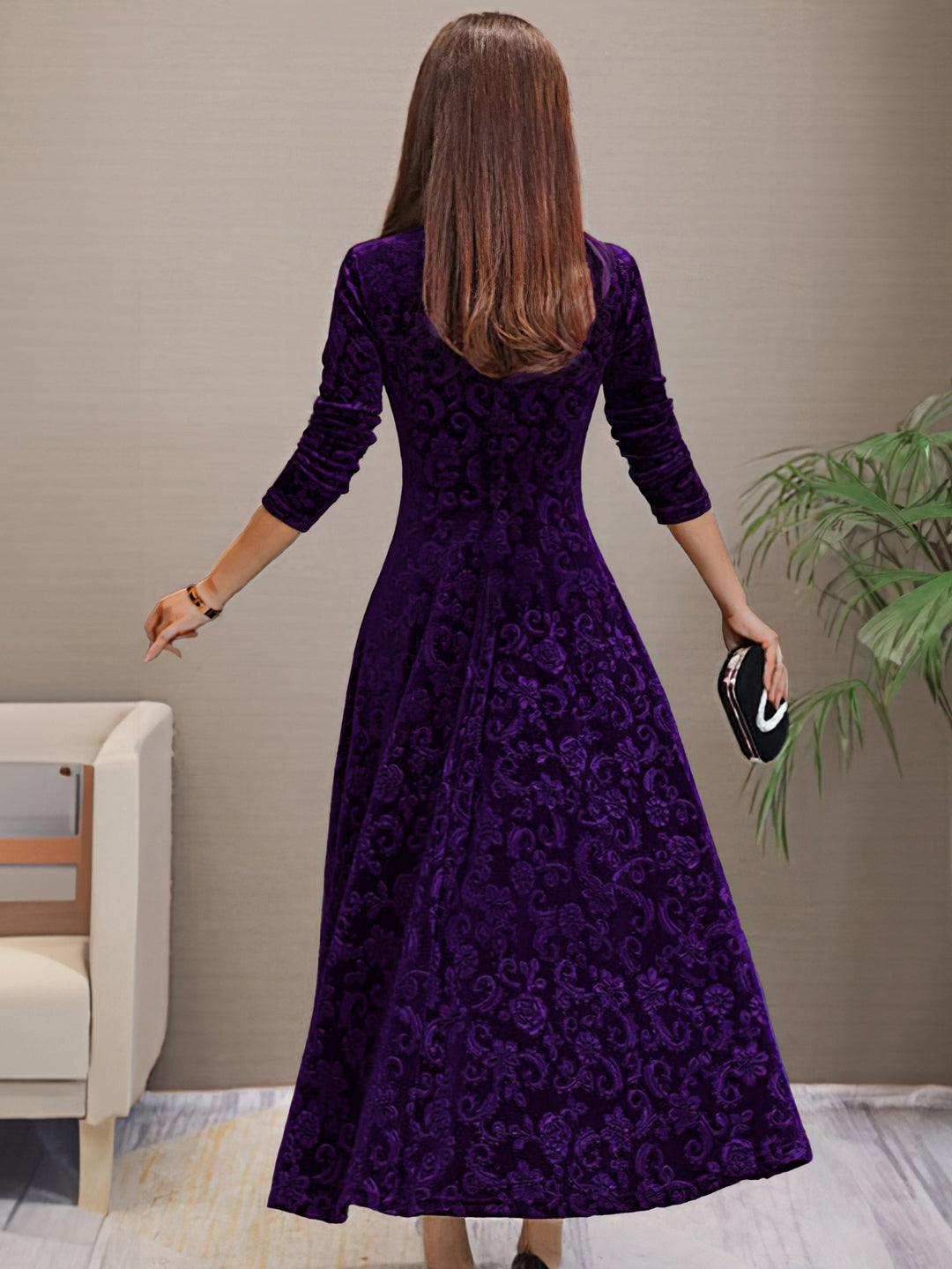Nadya – Fit-and-Flare V-Neck Midi Dress for Women