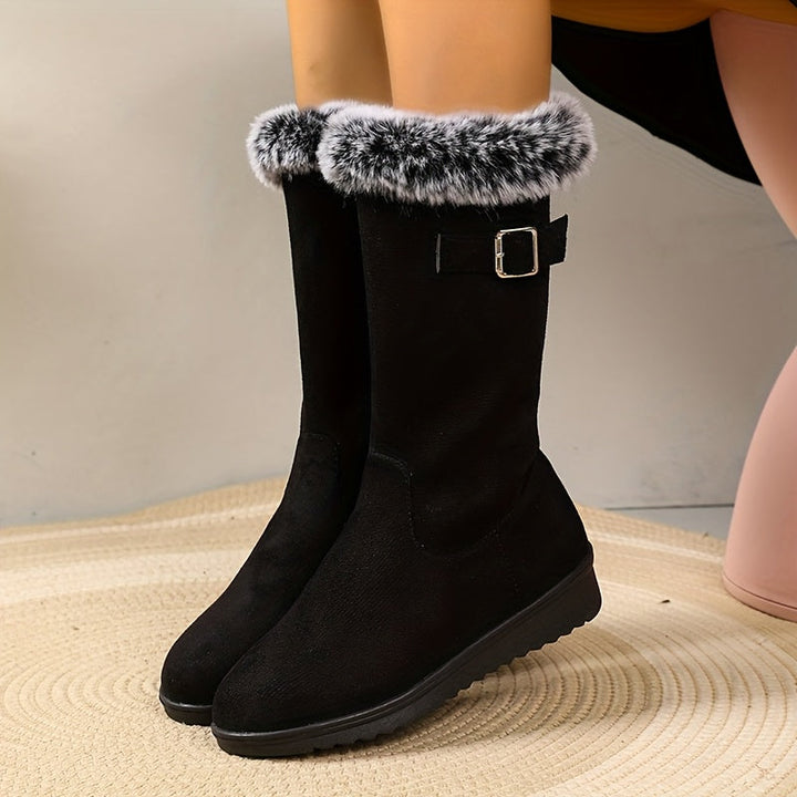 Tilda – Shearling-Cuff Buckle Snow Boots for Women