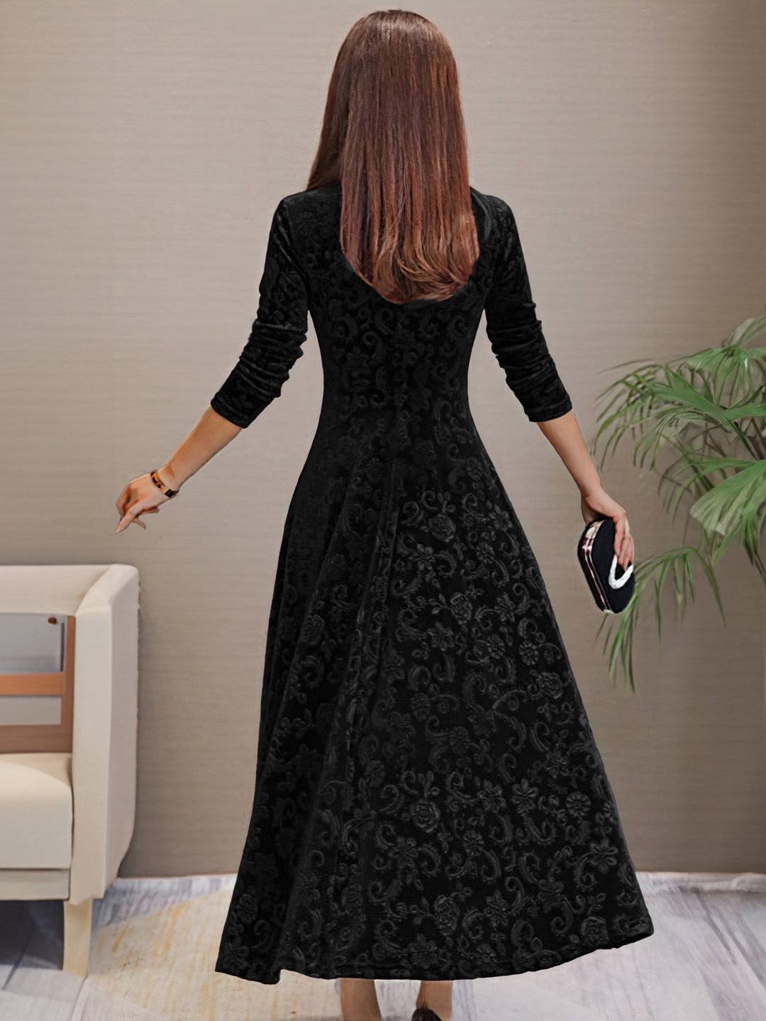 Nadya – Fit-and-Flare V-Neck Midi Dress for Women