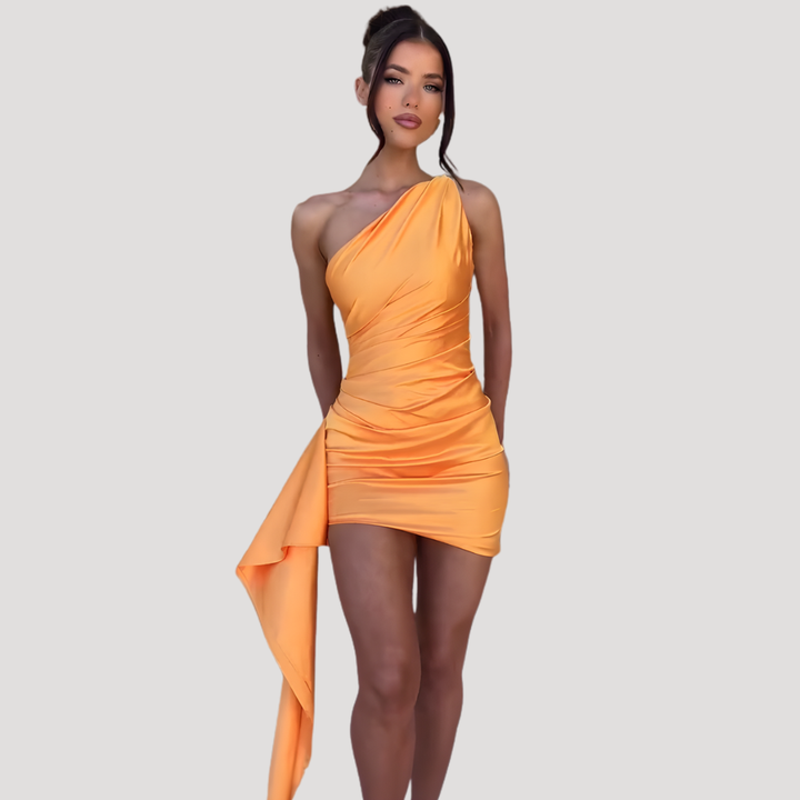 Justine – One Shoulder Ruched Bodycon Mini Dress