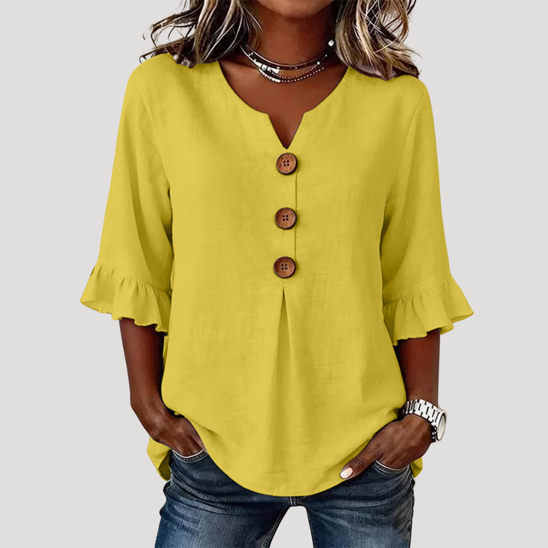 Mara – Ruffle Sleeve Button Blouse