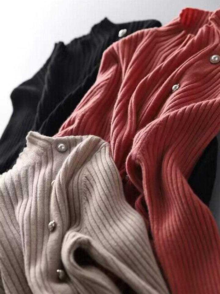 Poppy – Mock Neck Ribbed Midi Sweater Dress for Women