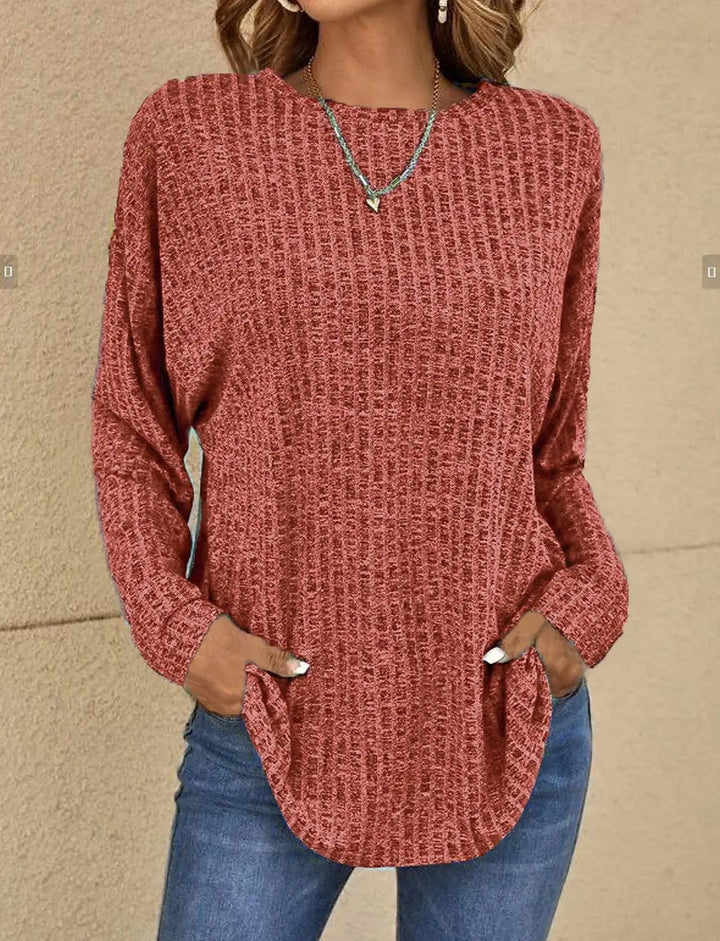 Annie – Waffle-Textured Long Sleeve Top