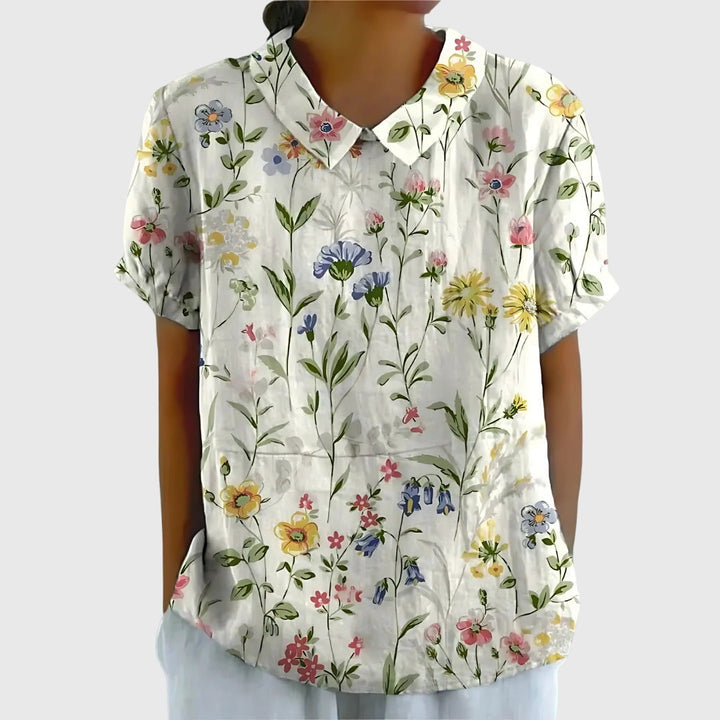 Madison – Flowy Floral Blouse with Short Sleeves