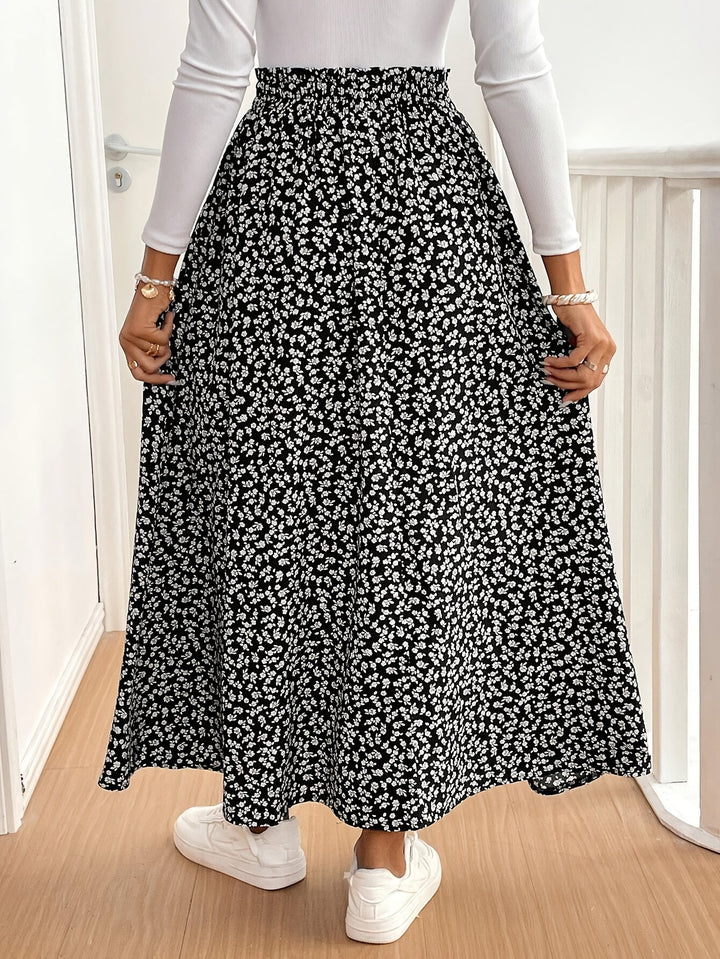 Tabitha – Ditsy Floral Maxi Skirt with Side Slit