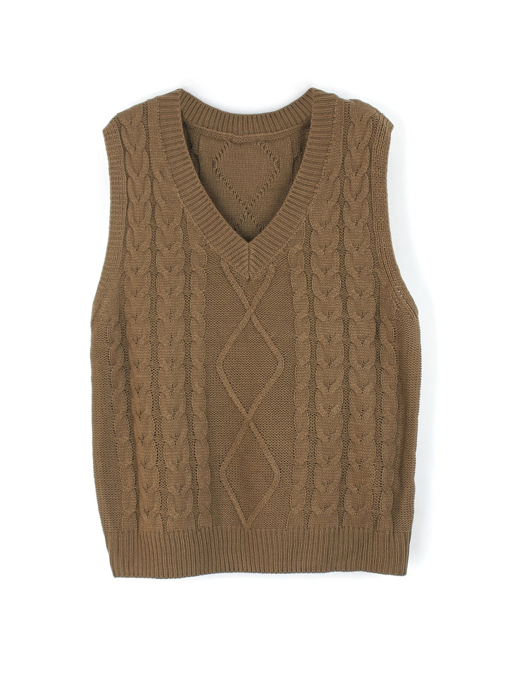 Gwendolen – Cable-Stitch V-Neck Sweater Vest for Women