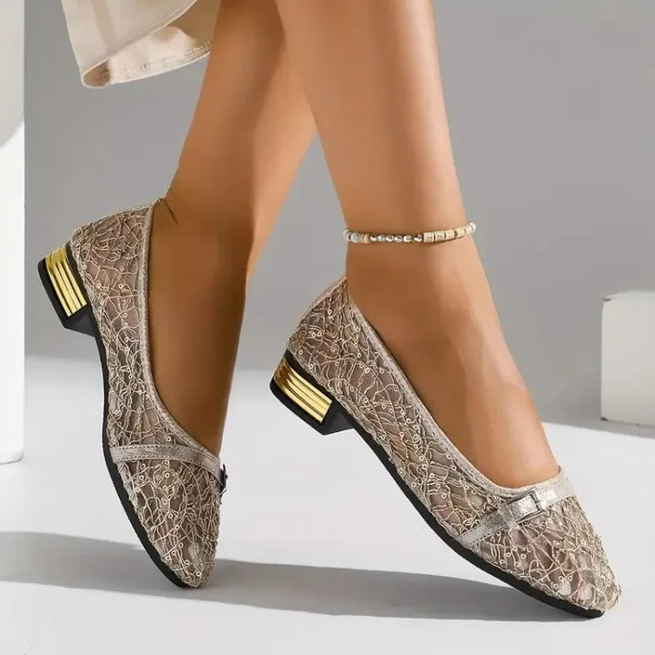 Cara – Sparkle Pointed-Toe Buckle Flats