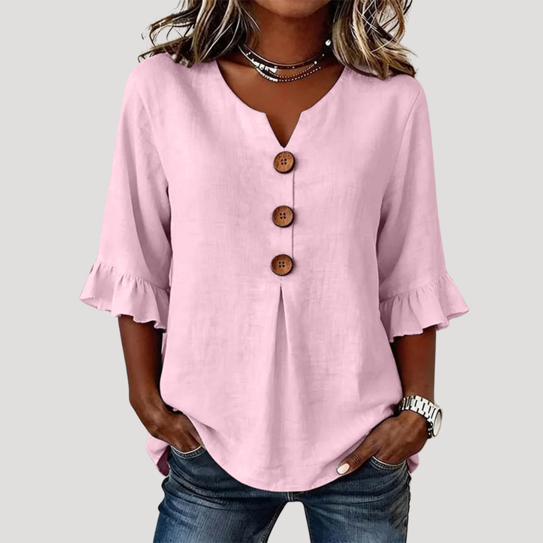 Mara – Ruffle Sleeve Button Blouse