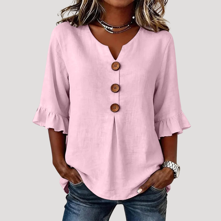 Mara – Ruffle Sleeve Button Blouse
