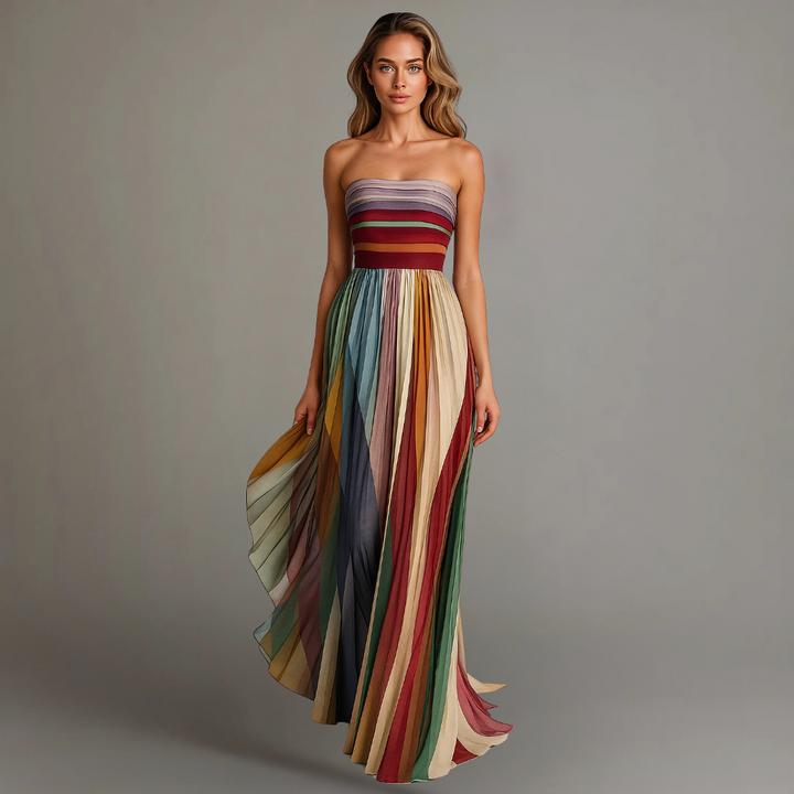 Margaret | Elegant Pleated Strapless Maxi Dress