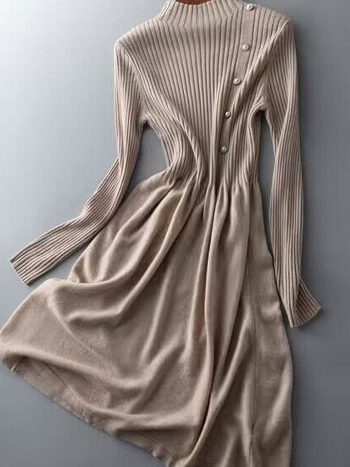 Poppy – Mock Neck Ribbed Midi Sweater Dress for Women