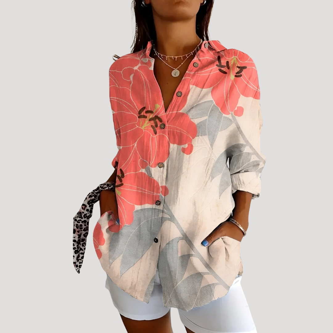 Lena – Women's Floral Button Down Blouse