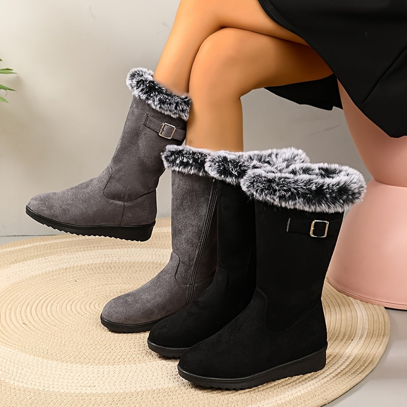 Tilda – Shearling-Cuff Buckle Snow Boots for Women