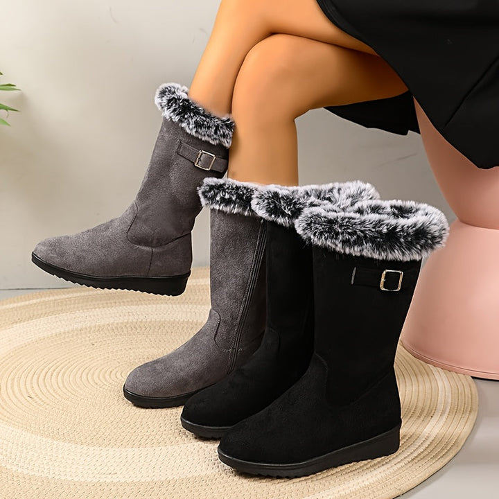 Tilda – Shearling-Cuff Buckle Snow Boots for Women